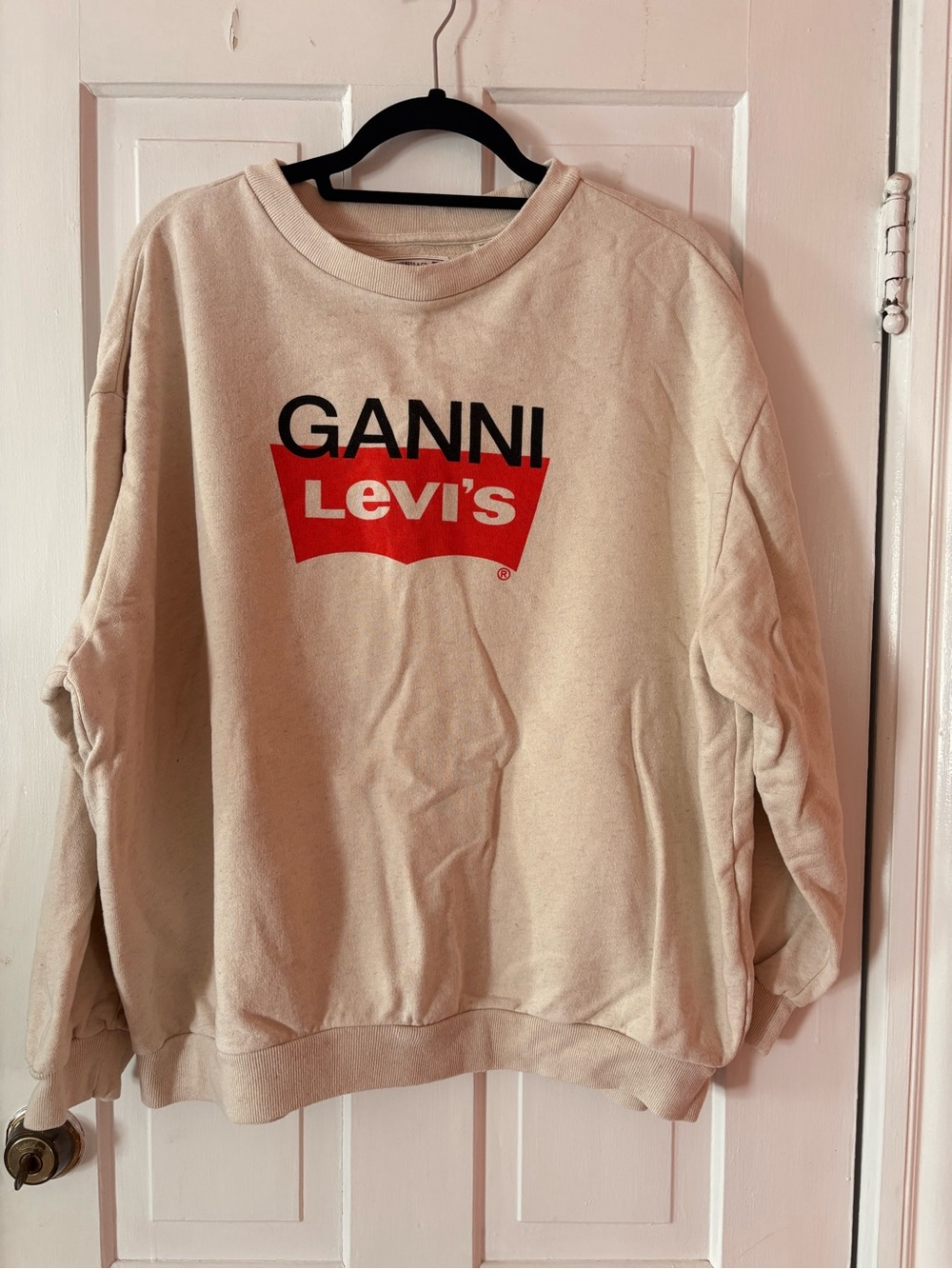 Ganni X Levi’s Collab Beige Sweatshirt with Logo